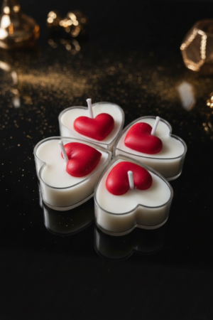 heart shaped tea light candle | set of 4